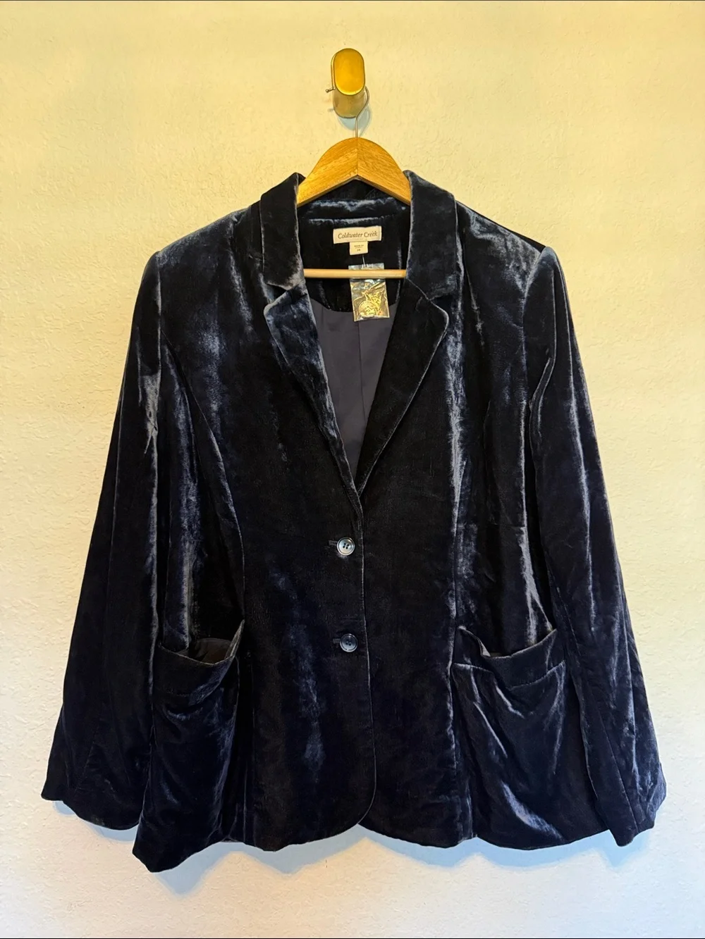 New Coldwater Creek Navy Blue Velvet Blazer 14 - Picture 1 of 6